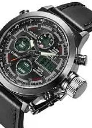 Мужские наручные часы amst watch черный • стильные кварцевые часы на руку в черном цвете для ежедневной носки,
