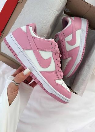 Женские кроссовки nike sb dunk кожа розовые