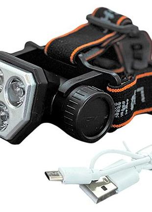 Фонарь налобный аккумуляторный 5lumen 3lm+2led (sq-815-2)
