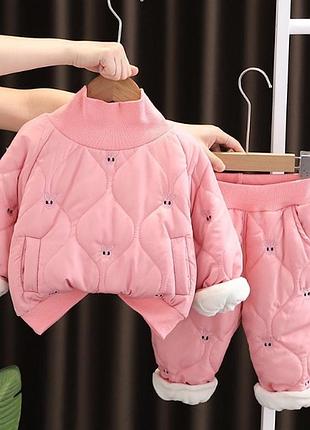 Утепленный костюм для девочки розовый 10655, размер 90
