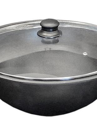 Казан чугунный мy-dishes 340мм x 8л татарский (7.0кг) со стеклянной крышкой (т405с3)