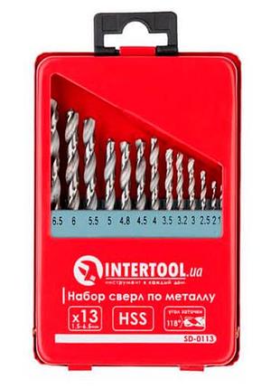 Набор сверл по металлу intertool 13 шт. (1.5-6.5 мм) (sd-0113)