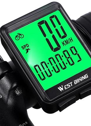 Велокомпьютер беспроводной west biking одометр, спидометр, экран 2.1"