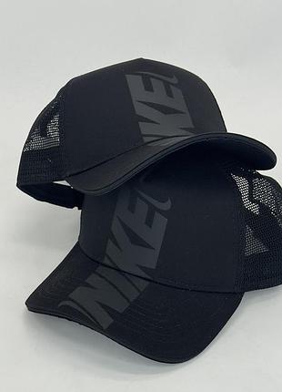 Чорна літня чоловіча бейсболка найк, чорна кепка з сіткою nike, тракер, 55-56