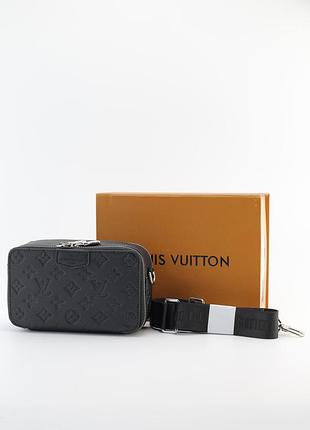 Louis vuitton сумка через плече / сумка на плече / луї вітон / сумки / чоловічі сумки через плече / сумка жіноча чорний з тисненням
