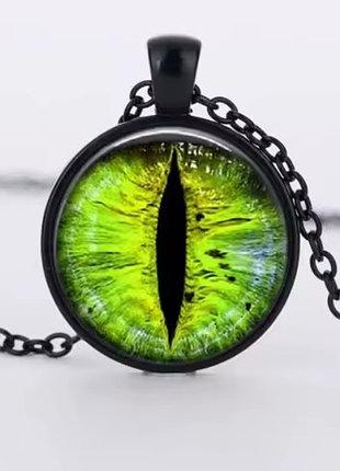 Підвіска кулон око глаз зелений кошка💚🍀👀🥑