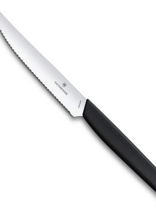 Ніж для стейків і піци victorinox з серрейтором vx69003.12w swiss modern, чорний, 230 мм, кухонний
