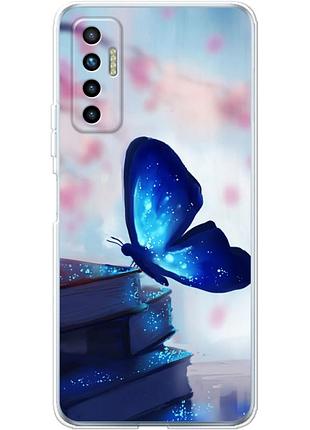 Чехол силиконовый с картинкой на tecno camon 17p (бабочка)