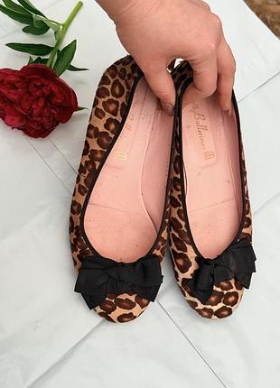 Леопардові ворсисті балетки з бантом pretty ballerinas 39