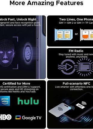 Смартфон doogee note 56 plus – android 16, 48/256гб, аккумулятор 6150мач, 6.56” hd ips экран, 50мп/8мп камеры, face id, nfc, bt5.0 8