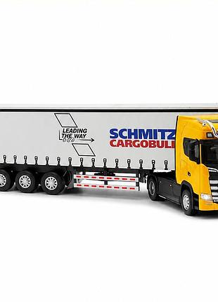 Инерционный тягач scania с полуприцепом schmitz cargobull детская игрушечная фура 31 см со звуком и подсветкой