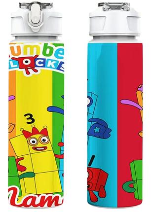 Дитяча пляшка для води з трубочкою numberblocks 750 мл