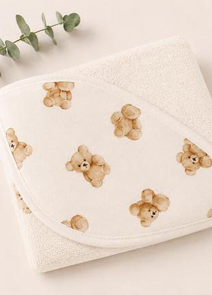 Полотенце-уголок детский baby comfort мишки 75*75 см белая махра