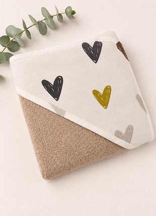 Рушник-куточок дитячий baby comfort серця 75*75 см бежевий махра
