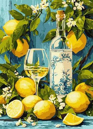 Картина за номерами - біле вино та лимони ©art_selena_ua идейка 30х40 см (kho5769)