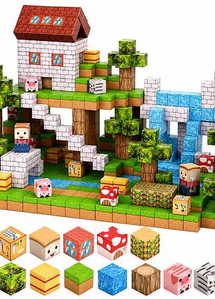 Магнітний конструктор minecraft фермерський будинок і крижаний водоспад 100 деталей для дітей від 3 років поринь у світ майнкрафту