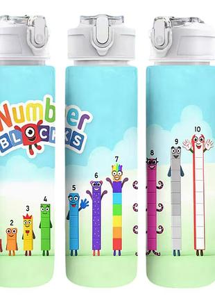 Детская бутылочка для воды с трубочкой numberblocks 750 мл