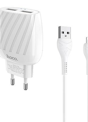 Адаптер сетевой зарядное устройство hoco lightning cable max energy c78a 2usb 2.4a