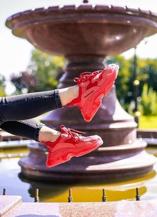 Blenciaga triple-s clear sole red
