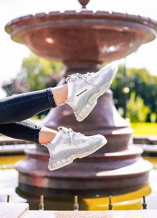 Blenciaga triple s clear sole gray white