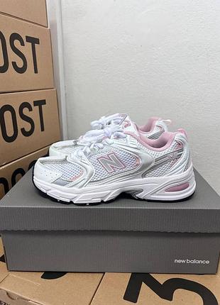 New balance 530 white silver pink трендовые женские кроссовки ню беланс 530 сетка