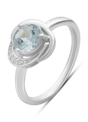 Срібне кільце високої якості з натуральним топазом 1.544ct, вага виробу 3,09 г (2179511) 18 розмір