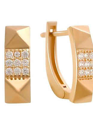 Золоті сережки високої якості з фіанітами 0.18ct (14871501)