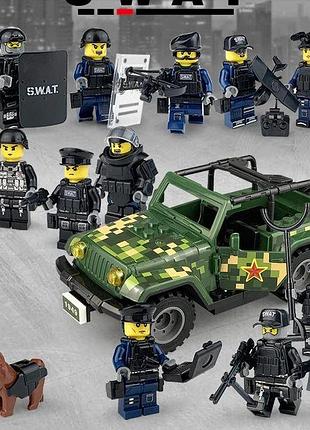 Фигурки человечки военные спецназ swat солдаты оружие машина джип