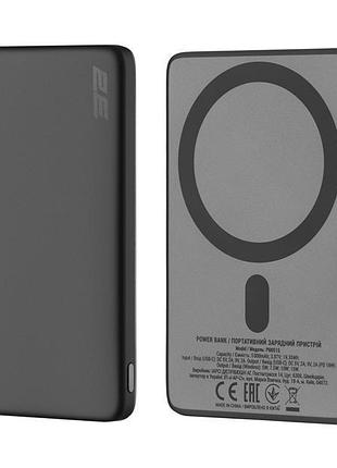 Акумулятор портативний літій-іонний power bank 2e slim wireless qi 5000ма·год, 18вт, pd, сірий