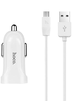 Адаптер автомобильный hoco micro-usb cable z2 1usb 1.5а white