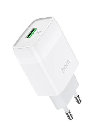 Адаптер hoco сетевой glorious c72q 1usb qc3.0/fcp/afc 3a 18w 33г white