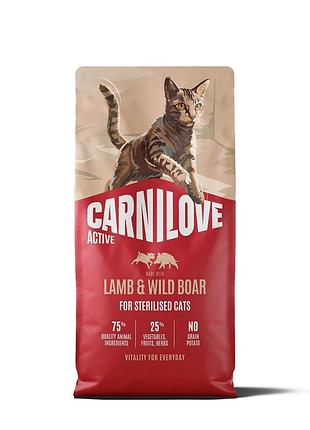 Корм сухой carnilove active lamb & wild boar sterilised д/стерилизованных котов ягненок и дикий кабан 6 кг