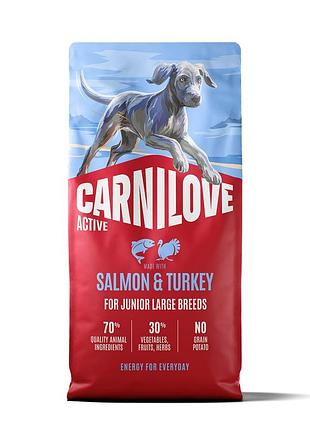 Корм сухой carnilove active salmon & turkey junior large breed д/молодых собак крупных пород лосось и индейка 12 кг