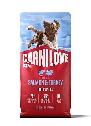 Корм сухой carnilove active salmon & turkey puppy д/саценят лося и индейка 12 кг