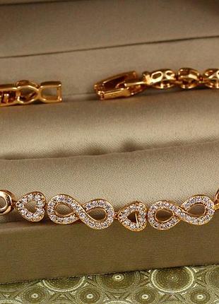 Браслет xuping jewelry восьмерки с сердечками 21 см золотистый love-shopping