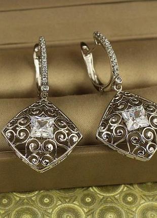 Серьги подвески xuping jewelry секрет графини 4 см серебристые love-shopping