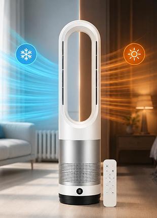 Мобільний безлопатевий вентилятор germatic led 1200w / кондиціонер підлоговий 2в1 з обігрівом та охолодженням am-018jr сенсор,
