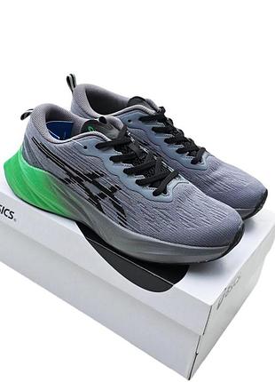 Кросівки чоловічі asics novablast 3 сірі з зеленим демісезонні весна-літо-осінь текстиль розмір 41-45 нові