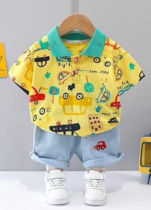 Костюм на літо хлопчику жовта футболка і шорти cars 10531, розмір 80