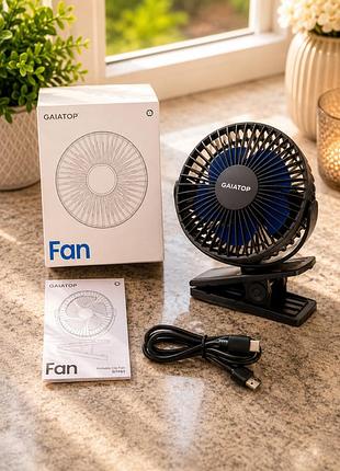 Портативний usb вентилятор gaiatop clip fan | настільний вентилятор з прищіпкою та usb живленням