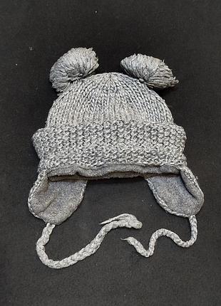 Тёплая серая шапка 68-86р 2208