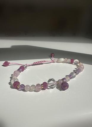Ns.jem🌸 браслет з натуральних камінціів мікс з золотом 585