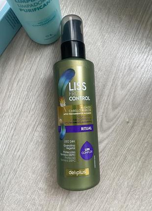 Ритуал liss frizz control з вітаміном е та кератином для неслухняного волосся, термозахист 230°c deliplus