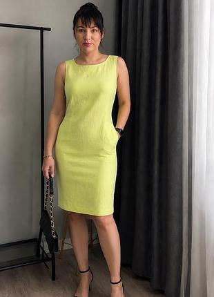 Лляна сукня precise petite у трендовому lime-відтінку ⠀ ▫️50% льон, 50% віскоза