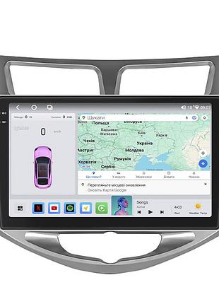 Штатная магнитола lesko для hyundai accent iv 2010-2017 экран 10" 4/64 qled carplay 4g wi-fi gps 360 prime