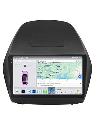 Штатная магнитола lesko для hyundai ix35 i рестайлинг 2013-2015 экран 10" 4/64 qled carplay 4g wi-fi gps 360 prime