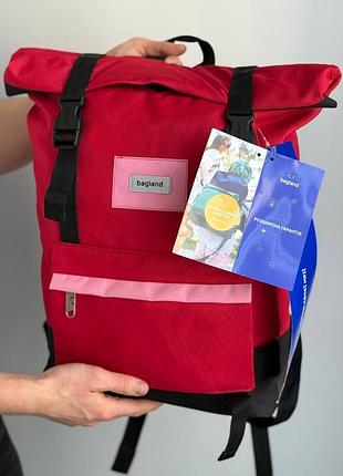 Міський водонепронекний чоловічий жіночий рюкзак roll top ролл топ bagland 25 л червоний