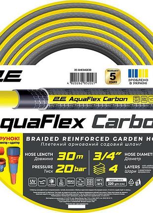 Шланг садовый 2е aquaflex carbon 3/4″ 30 м 4 слоя 20 бар -10…+60°c ороситель коннектор адаптер 2e-ghe34ge30