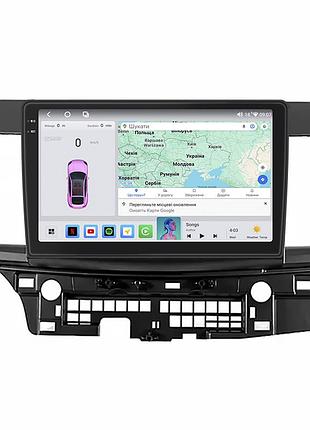 Штатная магнитола lesko для mitsubishi lancer x 2007-2010 экран 10" 4/64 qled carplay 4g wi-fi gps 360 prime