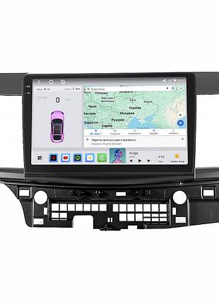Штатная магнитола lesko для mitsubishi lancer x рестайлинг 2011-2015 экран 10" 4/64 qled carplay 4g wi-fi gps 360 prime